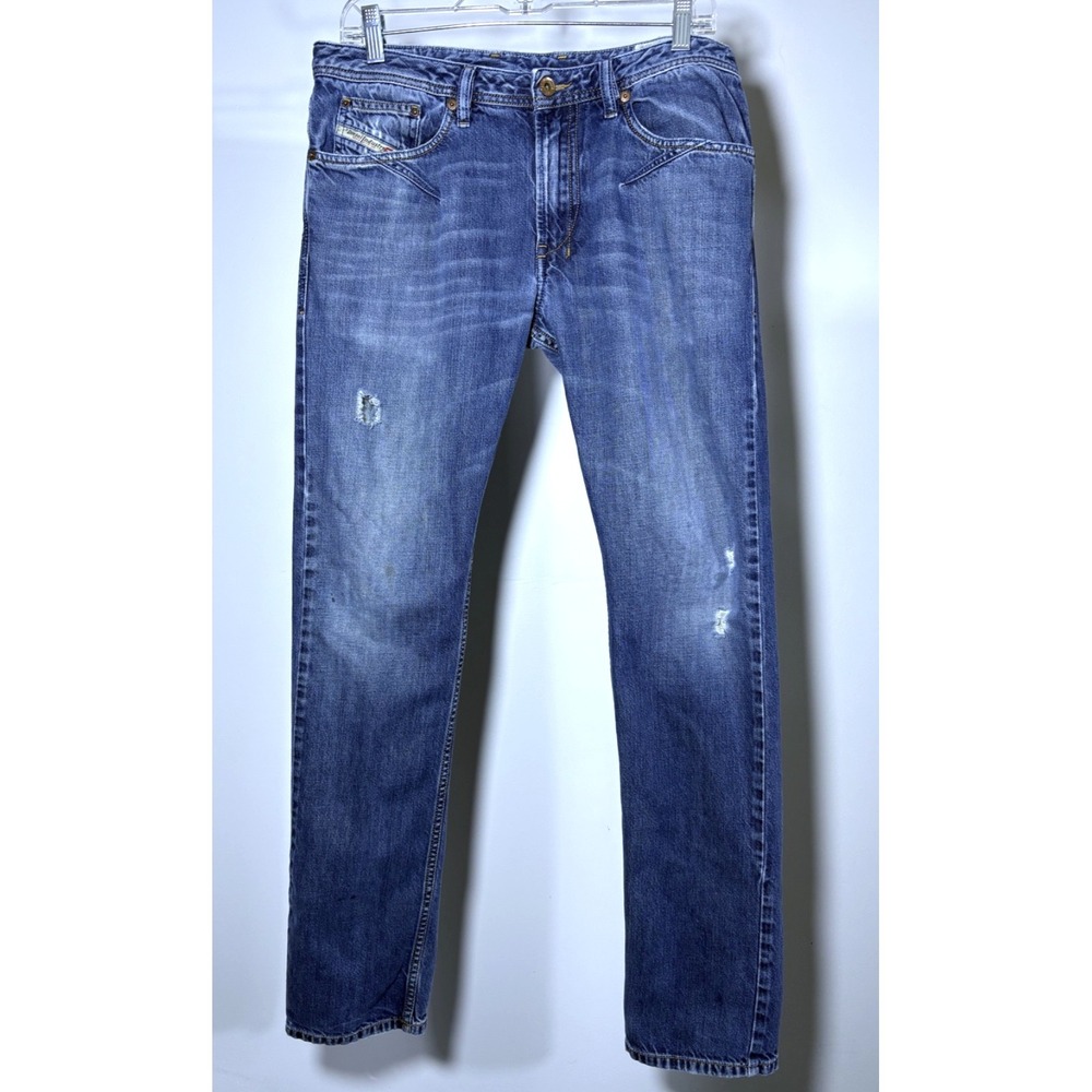 Diesel Jeans Men 32 32 Blue Shioner Slim Skinny Denim Cotton Distressed ORN31